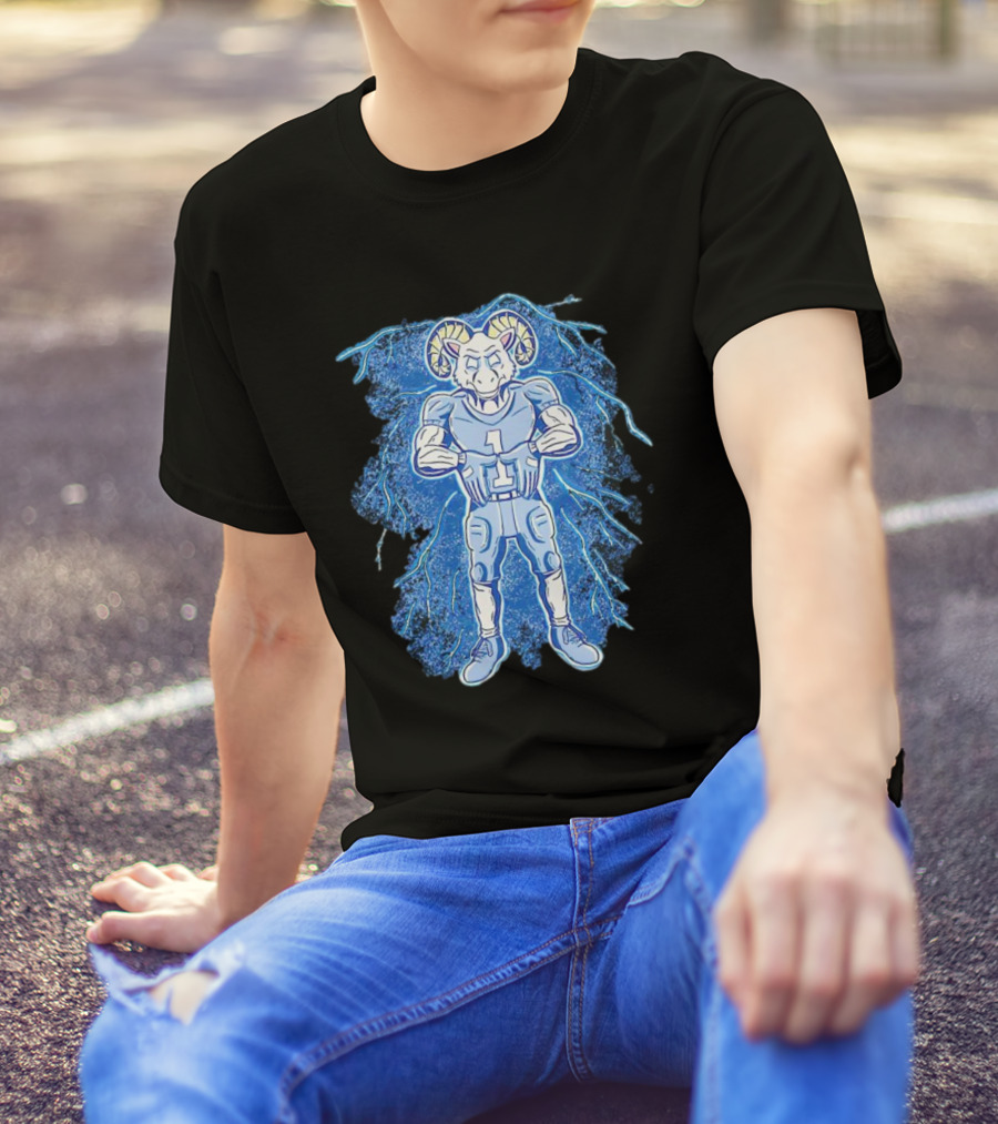 Rameses North Carolina Tar Heels Storm Lightning Mascot T-Shirt