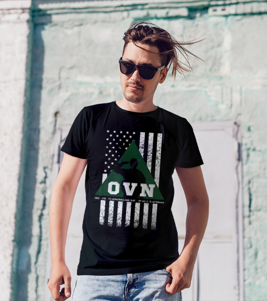 OVN Honoring And Supporting Our Veterans With American Flag And Saluting Soldier T-Shirt