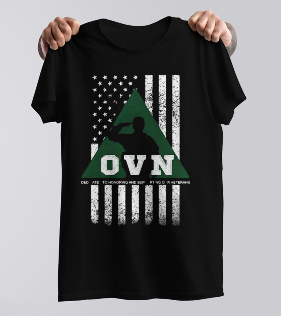 OVN Honoring And Supporting Our Veterans With American Flag And Saluting Soldier T-Shirt
