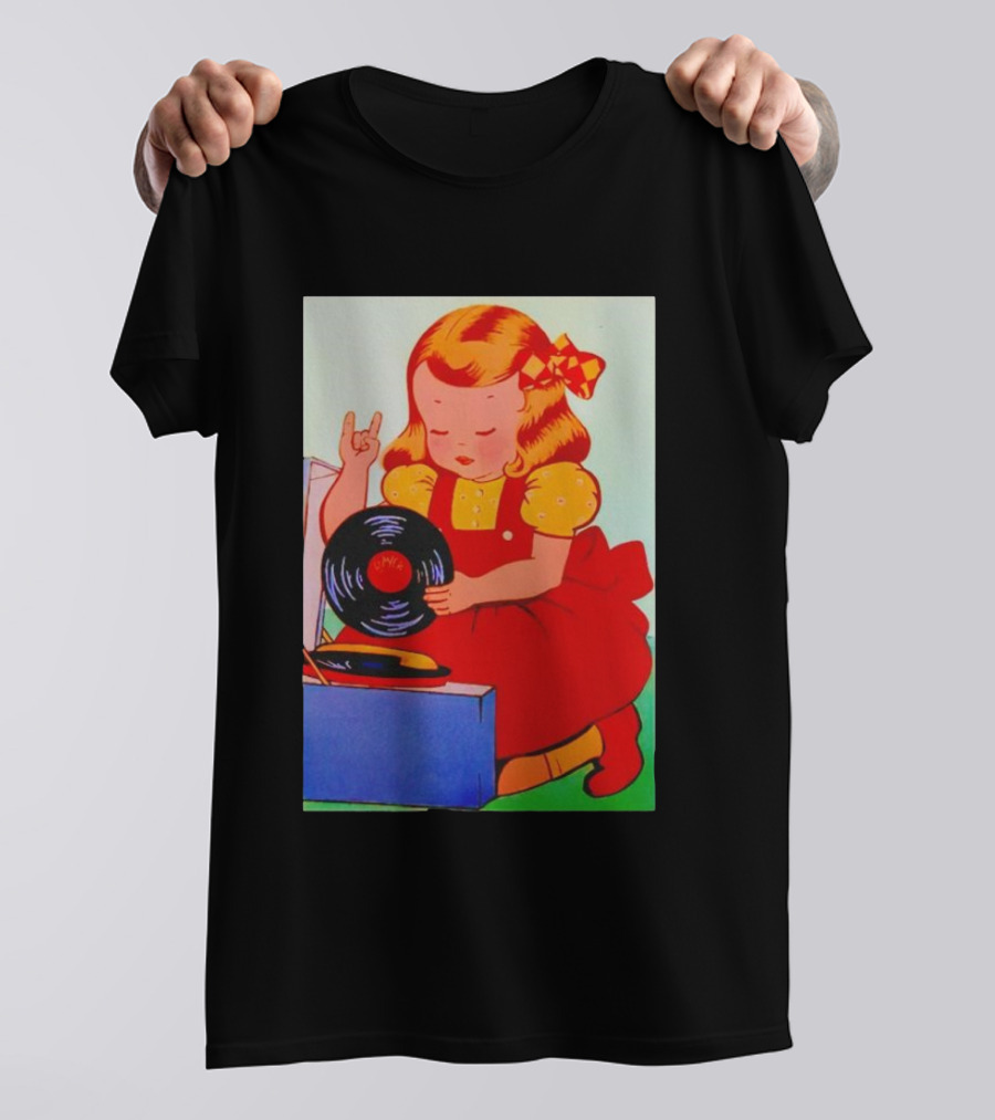Sweet Unholy One Slayer Little Girl Listening To Vinyl Record T-Shirt