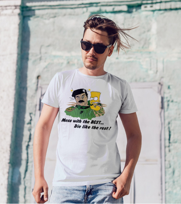 Bootleg Bart Simpson Mess With The Best Die Like The Rest Military Conflict Icons T-Shirt