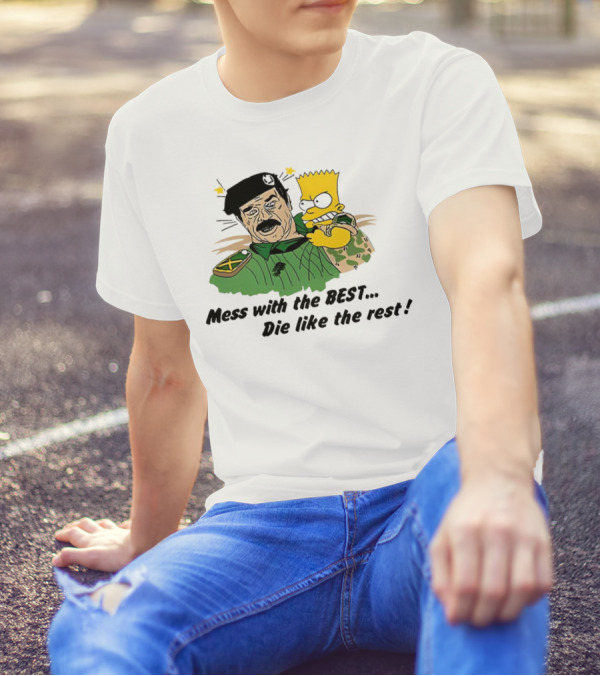 Bootleg Bart Simpson Mess With The Best Die Like The Rest Military Conflict Icons T-Shirt