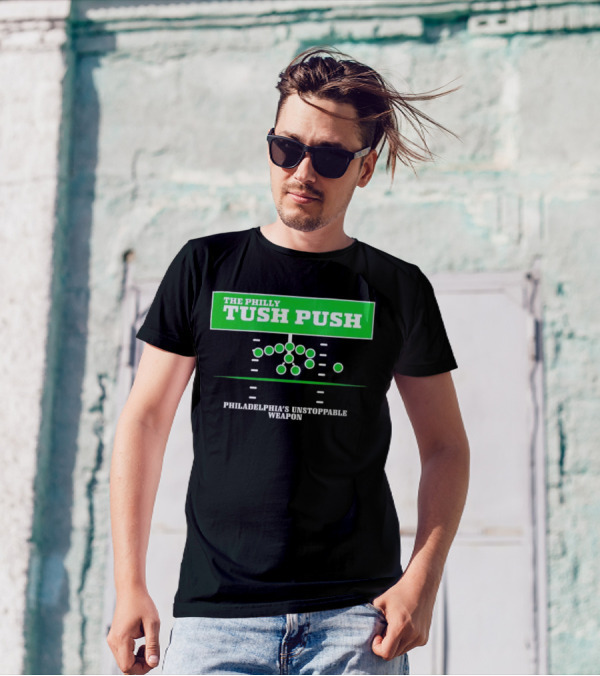 The Philly Tush Push Philadelphia's Unstoppable Weapon Football Strategy Diagram T-Shirt