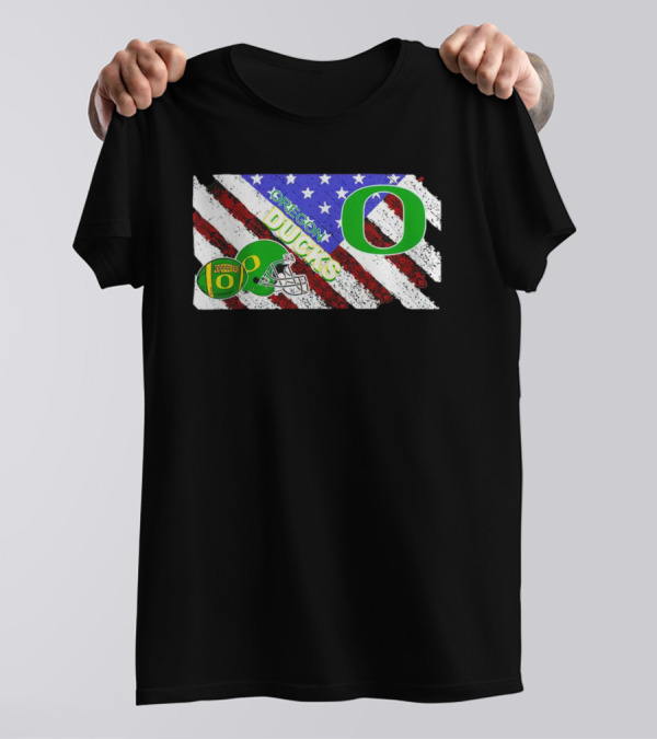 Oregon Ducks American Flag Helmet NCAA T-Shirt