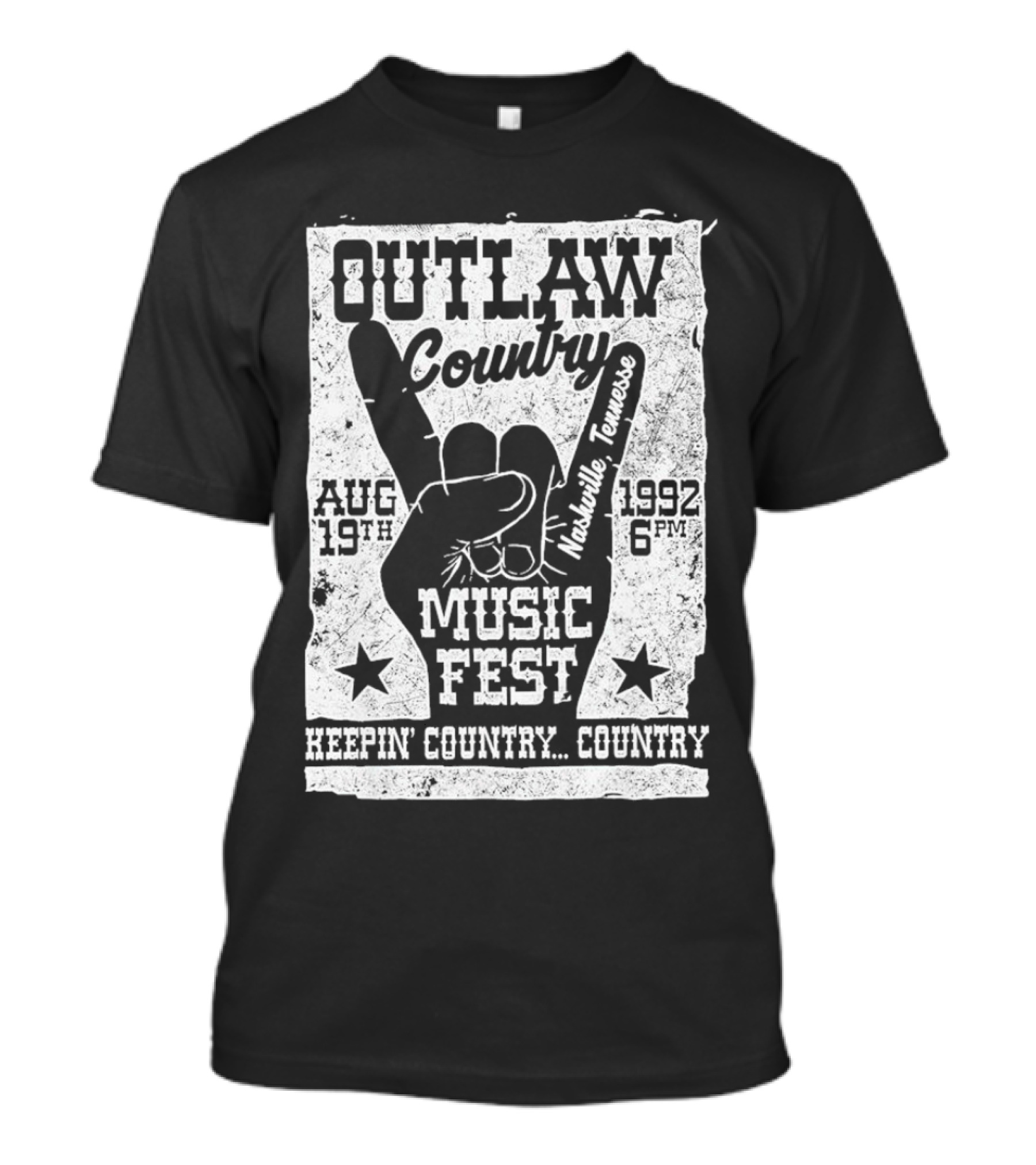 Outlaw Country Music Fest Nashville Tennessee Aug 19th 1992 6PM Keepin' Country Country T-Shirt