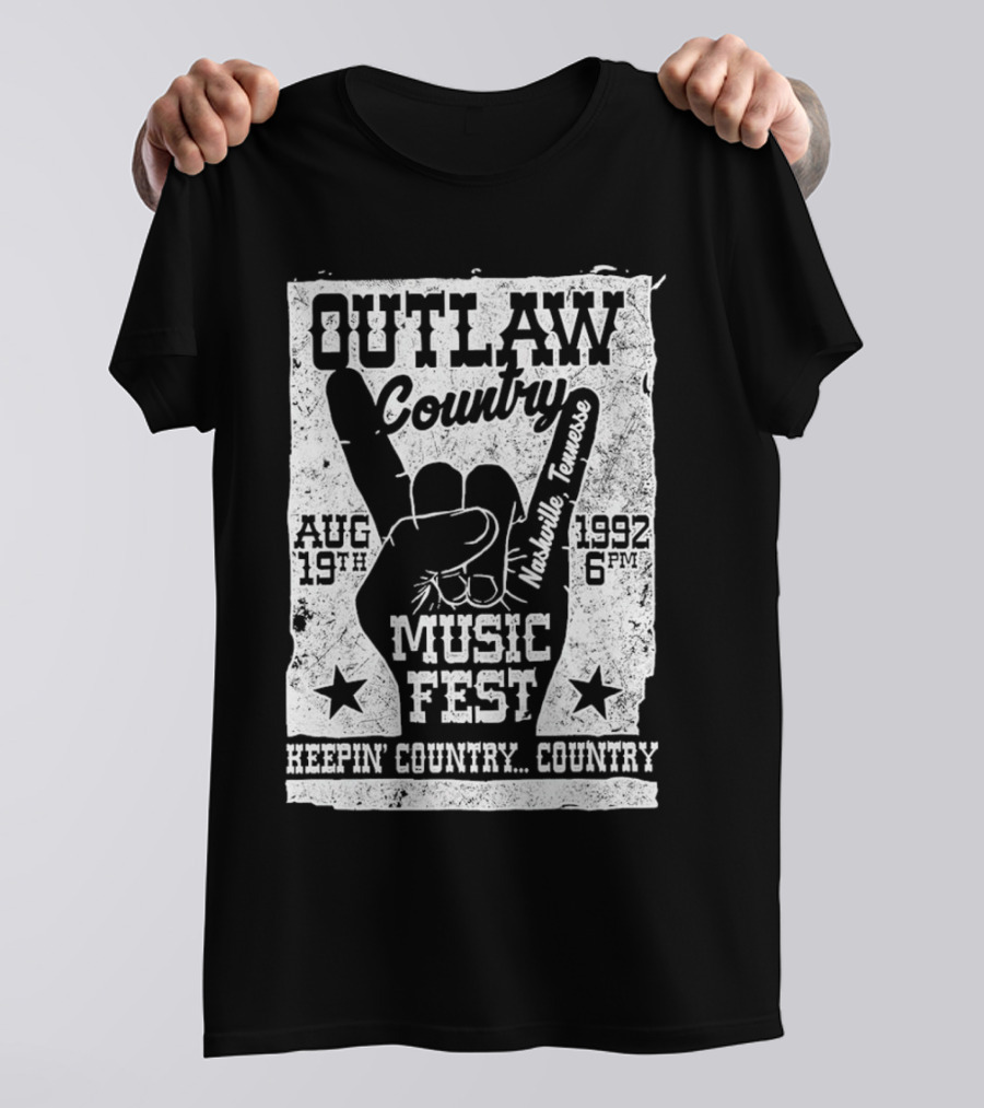 Outlaw Country Music Fest Nashville Tennessee Aug 19th 1992 6PM Keepin' Country Country T-Shirt