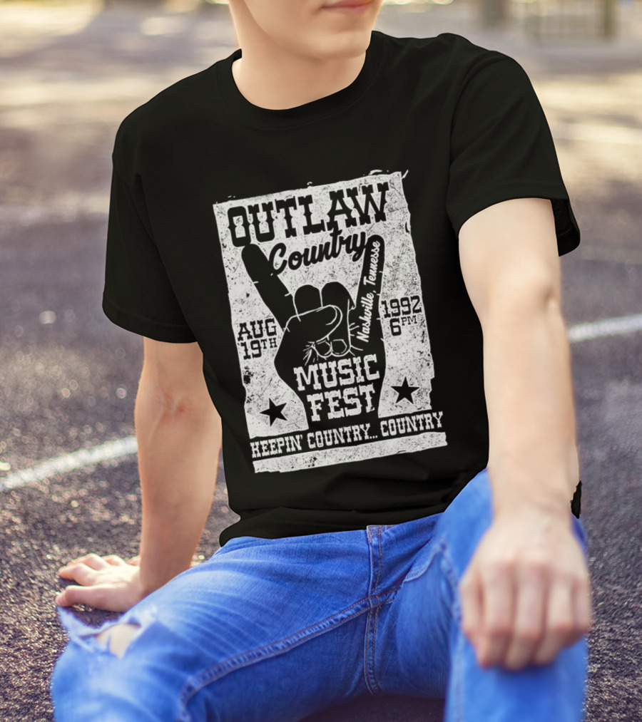 Outlaw Country Music Fest Nashville Tennessee Aug 19th 1992 6PM Keepin' Country Country T-Shirt