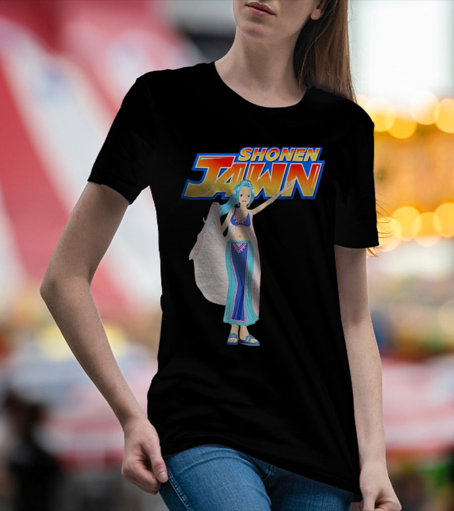 SHONEN JAWN Anime Style Blue-Haired Character With Draped Robe T-Shirt