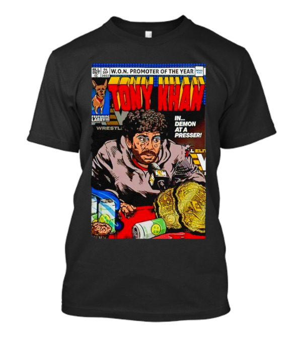 WON Promoter Of The Year Tony Khan Demon At A Presser Featuring Larry Wrestling Championship T-Shirt