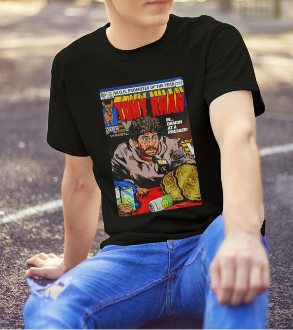 WON Promoter Of The Year Tony Khan Demon At A Presser Featuring Larry Wrestling Championship T-Shirt