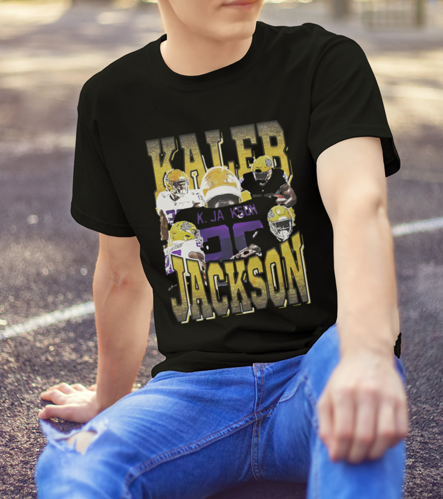 Kaleb Jackson LSU Tigers Football Vintage Retro Athlete Collage T-Shirt
