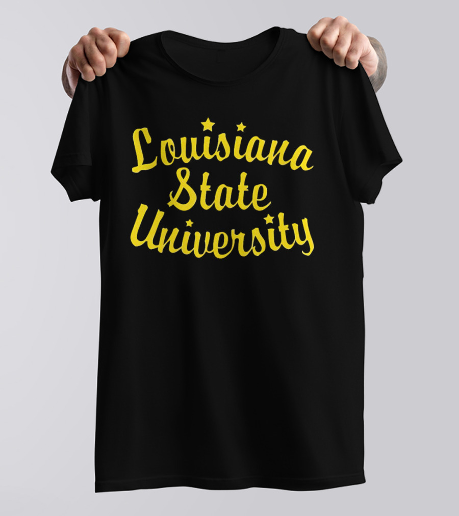 Louisiana State University Script Yellow Star Accents T-Shirt