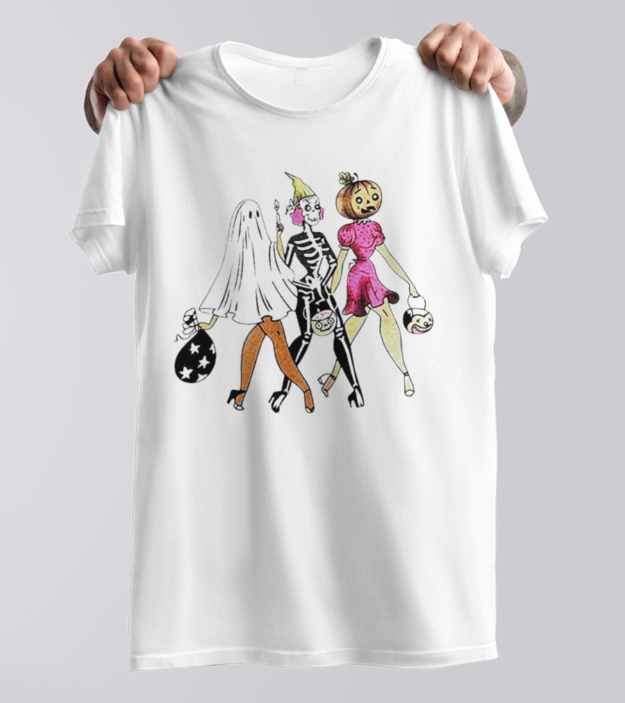 Vanessa Hudgens Vintage Halloween Ghost Skeleton Pumpkin Costume Party T-Shirt