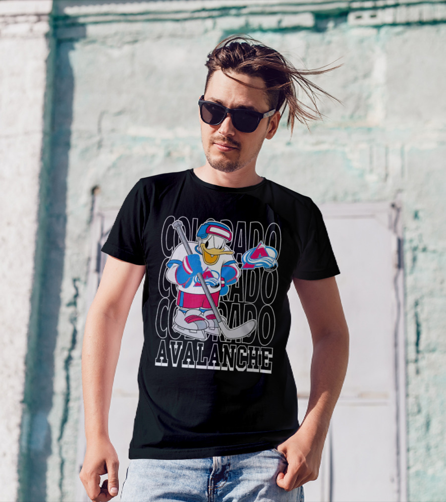 Colorado Avalanche Disney Donald Duck Hockey Team Burgundy T-Shirt