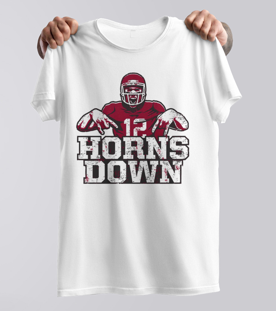 Horns Down 12 Oklahoma Sooners Football Player T-Shirt