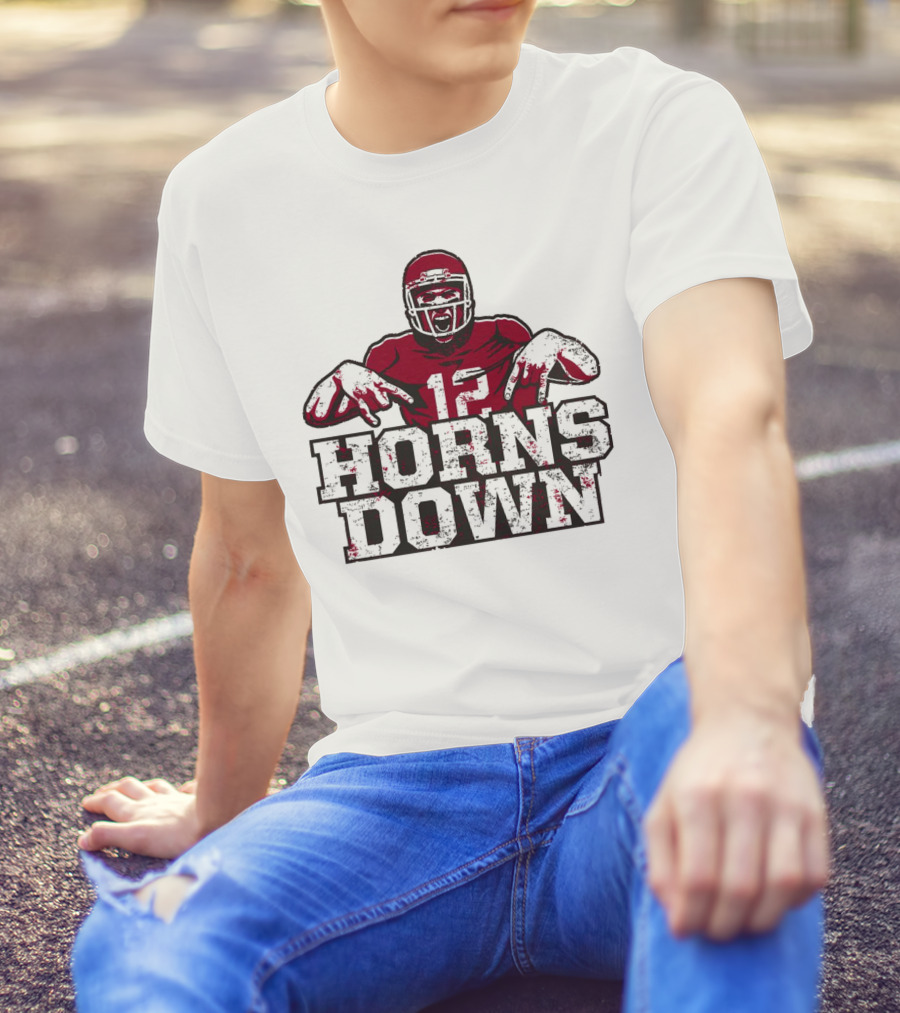 Horns Down 12 Oklahoma Sooners Football Player T-Shirt