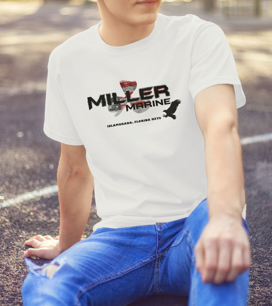 Miller Marine Islamorada Florida Keys American Flag Eagle T-Shirt