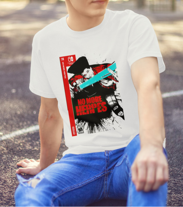 No More Heroes Game Box Art With Character And Sword T-Shirt