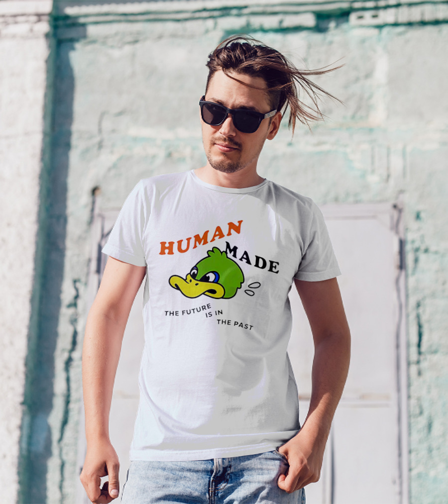 Human Made Duck With The Future Is In The Past Text T-Shirt