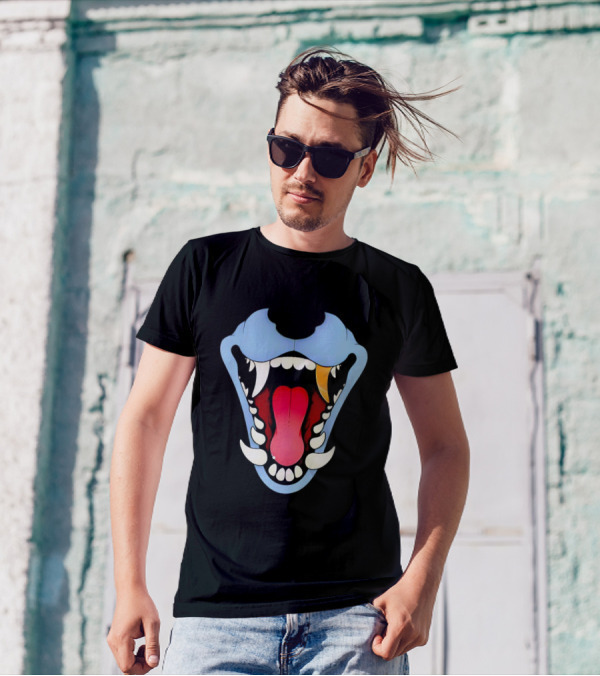 Slosh Dog Blue Maw Opened Red Tongue T-Shirt