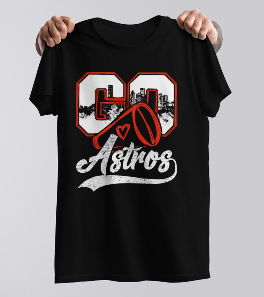 Go Astros City Cheer With Heart And Megaphone T-Shirt