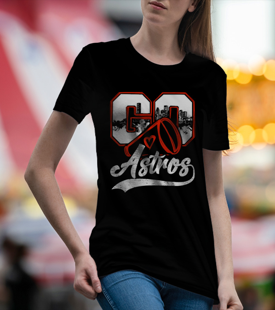 Go Astros City Cheer With Heart And Megaphone T-Shirt
