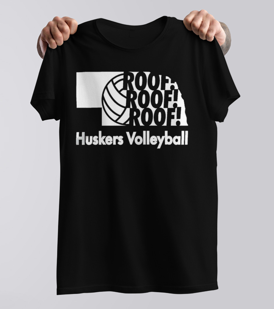 Huskers Volleyball Roof Roof Roof T-Shirt