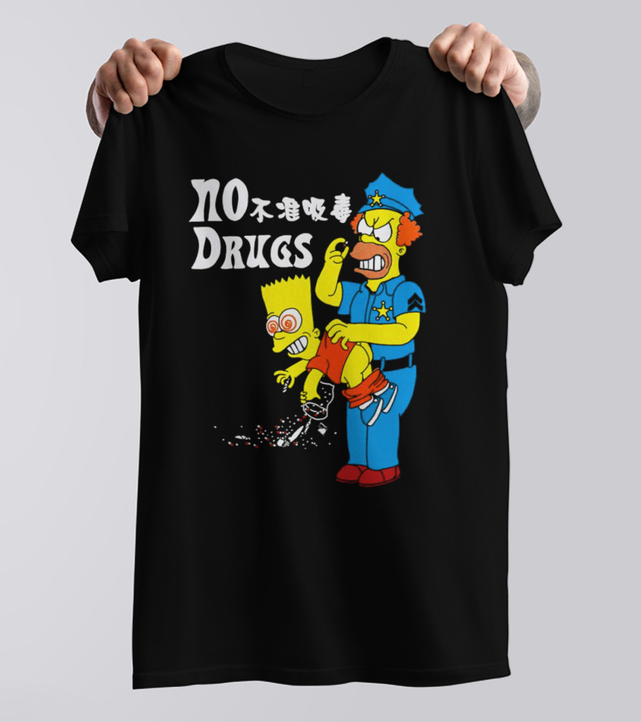 NO DRUGS The Simpson Police Officer抓住Bart Simpson不准吸毒 T-Shirt