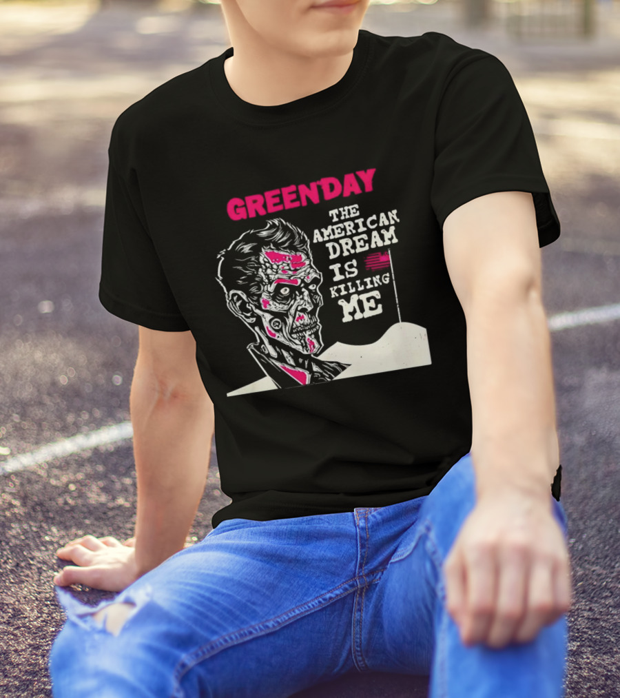 Green Day The American Dream Is Killing Me Zombie American Flag T-Shirt