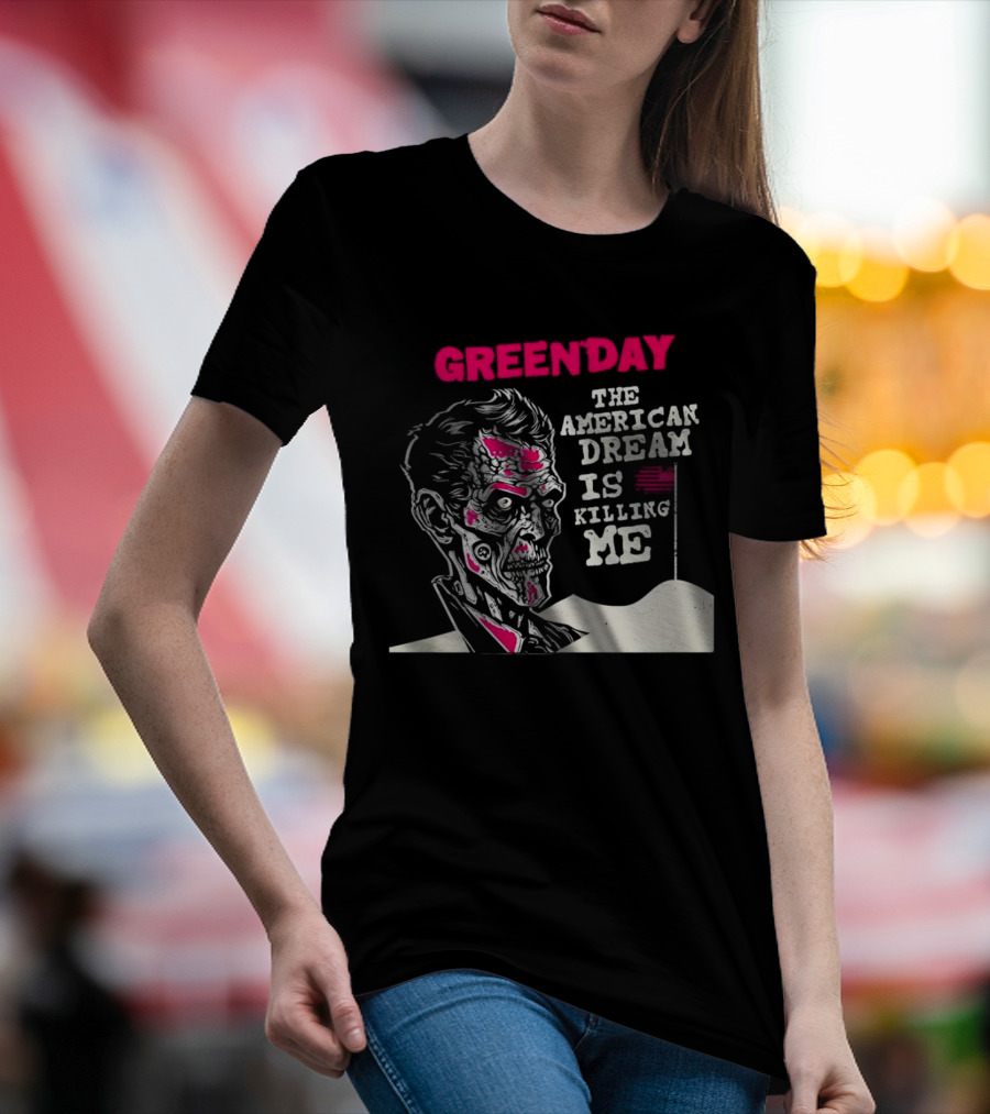 Green Day The American Dream Is Killing Me Zombie American Flag T-Shirt