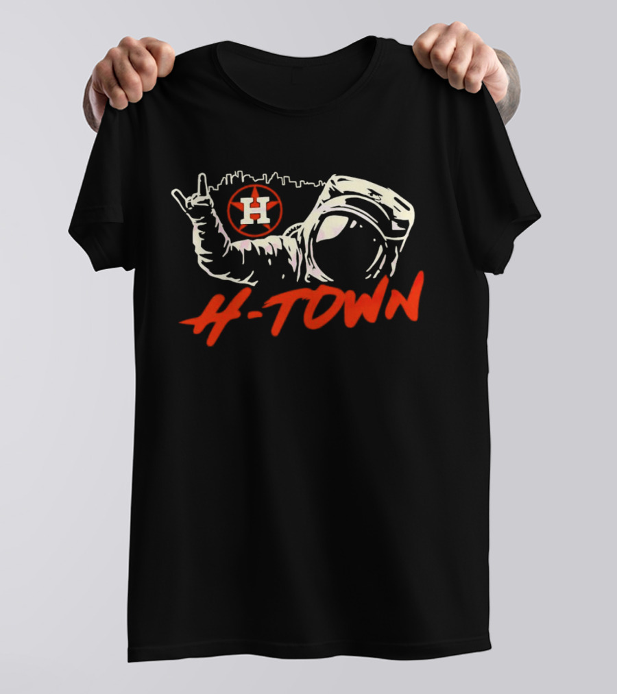 Houston Astros H-Town Astronaut Skyline Baseball T-Shirt