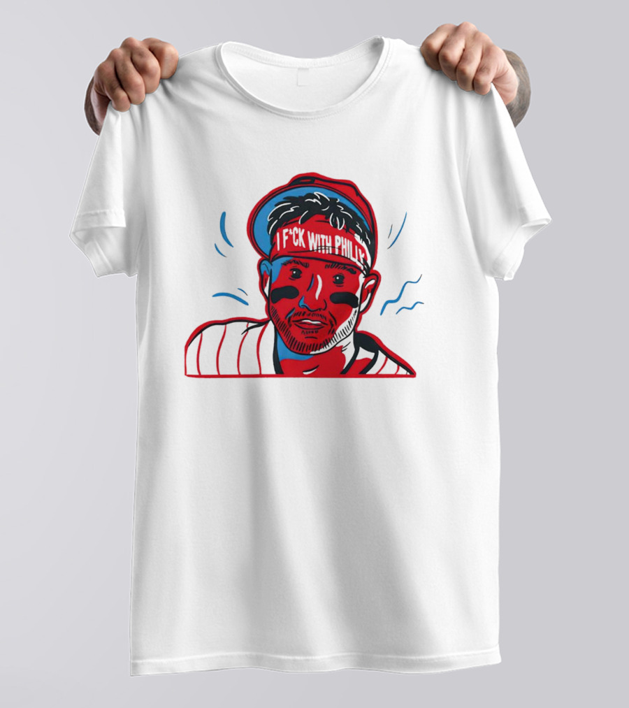 I Fck With Philly Philadelphia Phillies Cartoon Player Fan T-Shirt