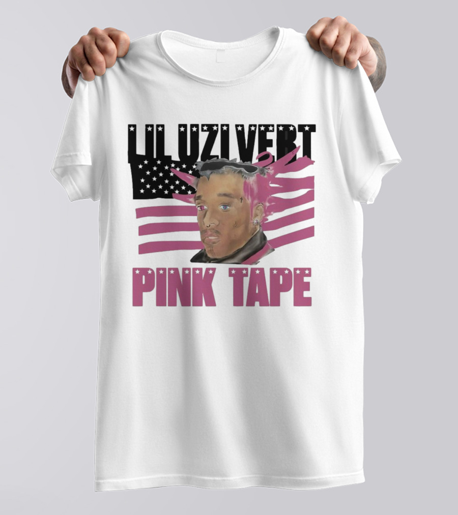 Lil Uzi Vert Pink Tape Black American Flag T-Shirt