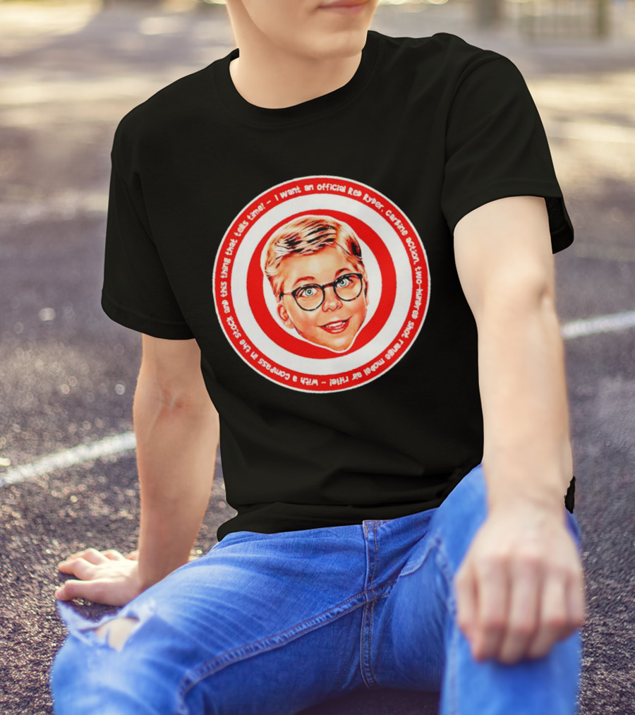 Ralphie Peter Billingsley Christmas Official Red Ryder Carbine Action Two Hundred Shot Range Model Air Rifle Round T-Shirt