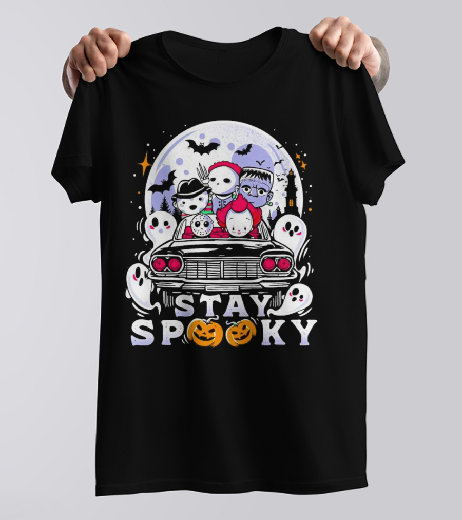 Stay Spooky Halloween Horror Movie Characters Car Ride T-Shirt