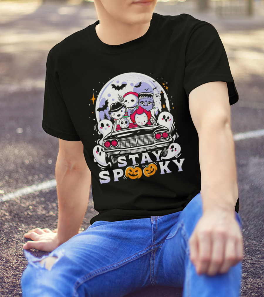 Stay Spooky Halloween Horror Movie Characters Car Ride T-Shirt
