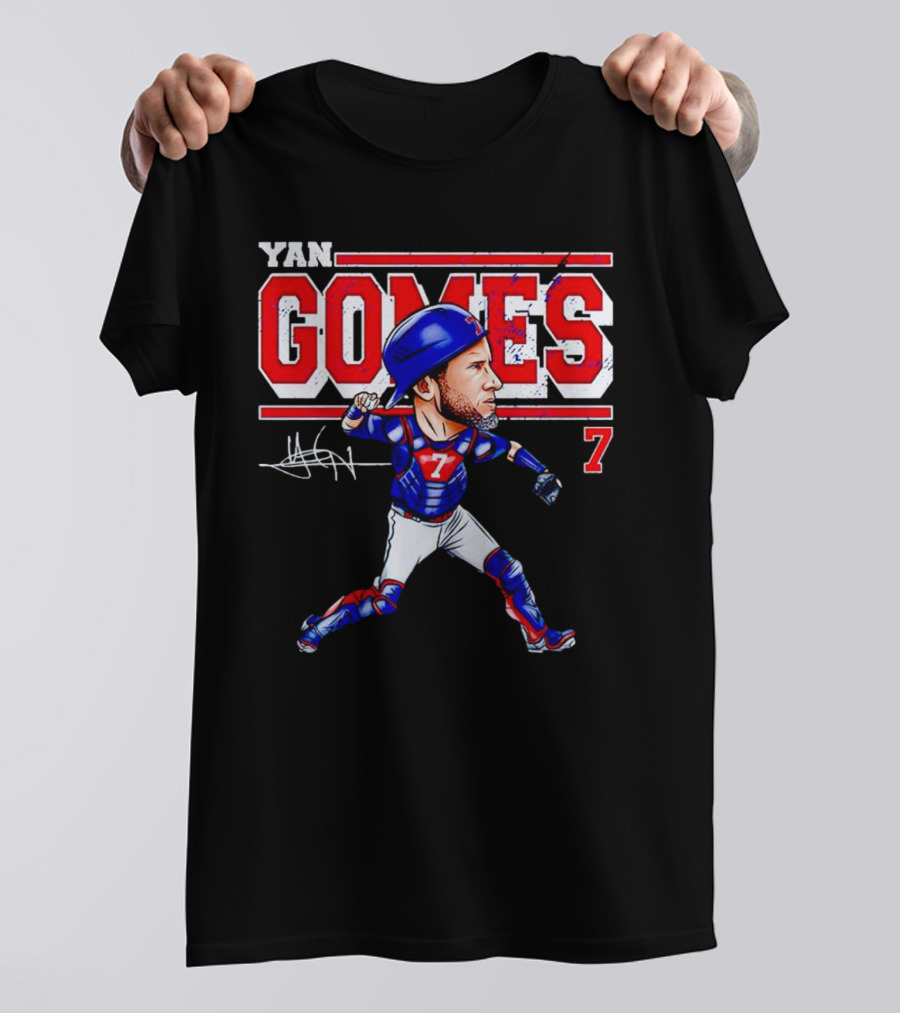 Yan Gomes Chicago Cubs Cartoon Vintage 7 Baseball Caricature T-Shirt