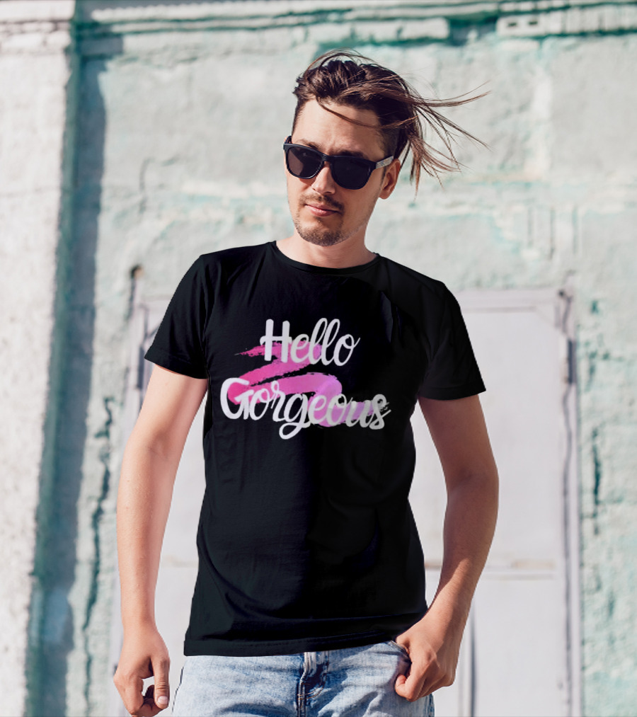 Hello Gorgeous Pink Brushstroke T-Shirt