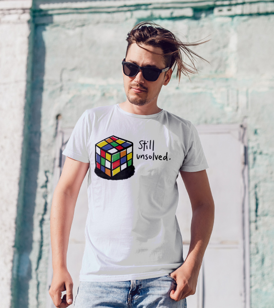 Rubik's Cube Still Unsolved Black Background Puzzle Humor T-Shirt