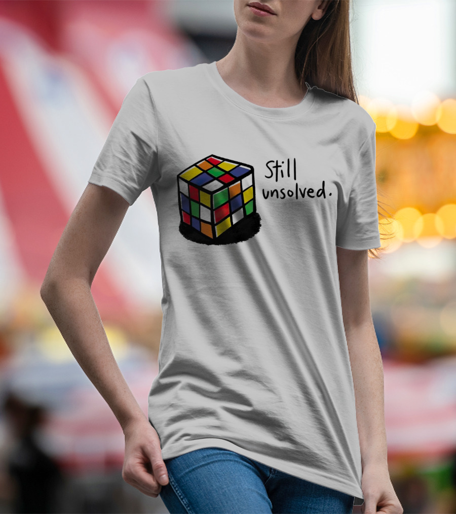 Rubik's Cube Still Unsolved Black Background Puzzle Humor T-Shirt