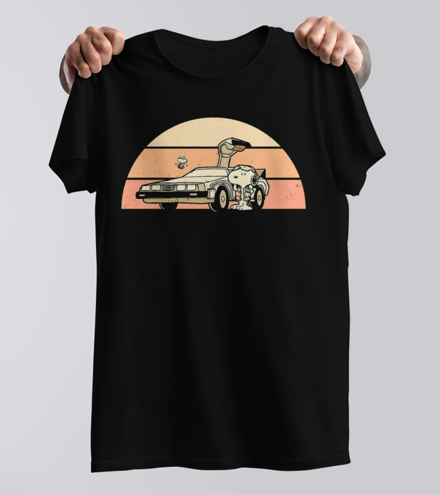 Snoopy Outatime Beagle Vintage DeLorean Adventure Retro Peanuts Woodstock T-Shirt