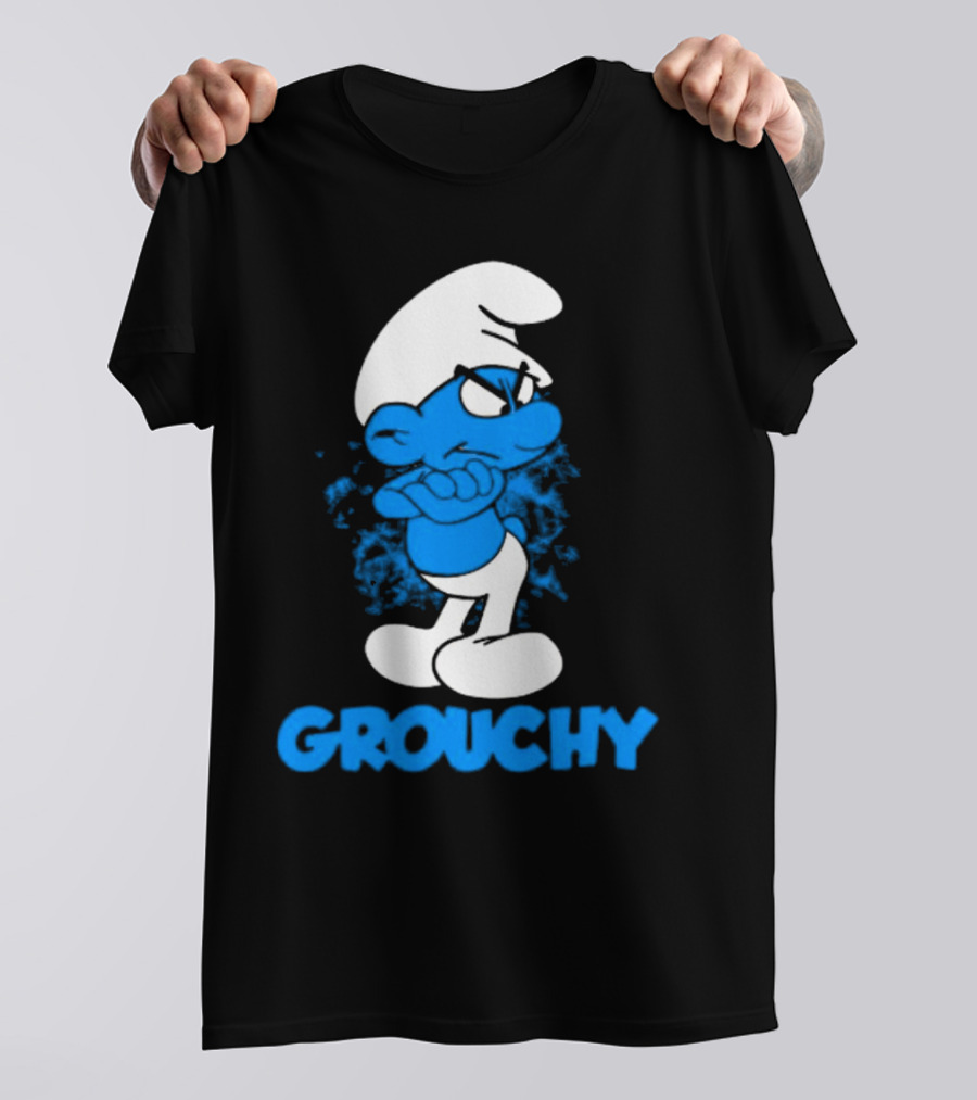 Grouchy Smurf Blue Attitude Character T-Shirt