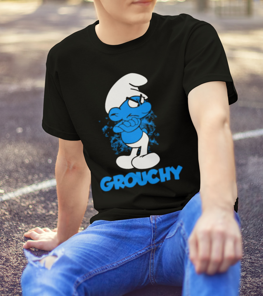 Grouchy Smurf Blue Attitude Character T-Shirt