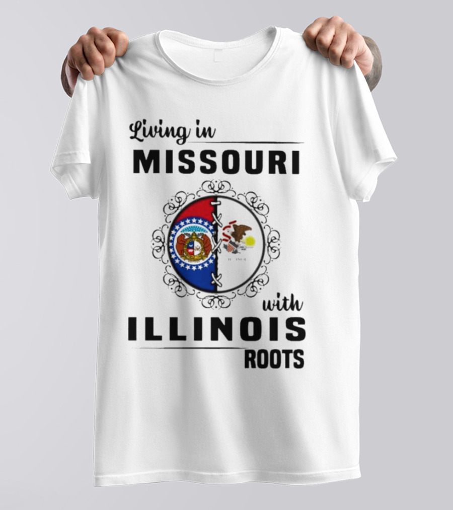 Living In Missouri With Illinois Roots State Seals Emblem T-Shirt