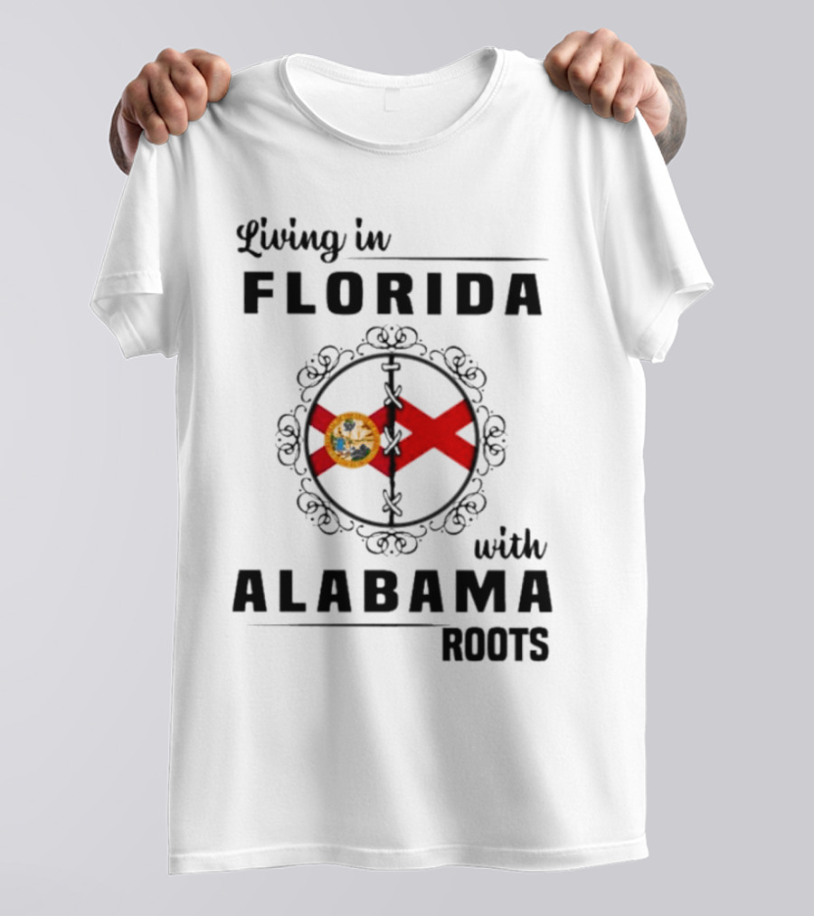 Living In Florida With Alabama Roots State Flags Circular T-Shirt