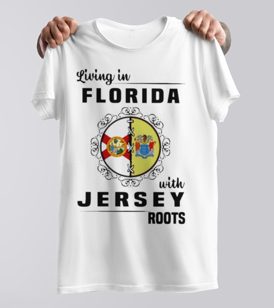 Living In Florida With New Jersey State Flag Connection T-Shirt