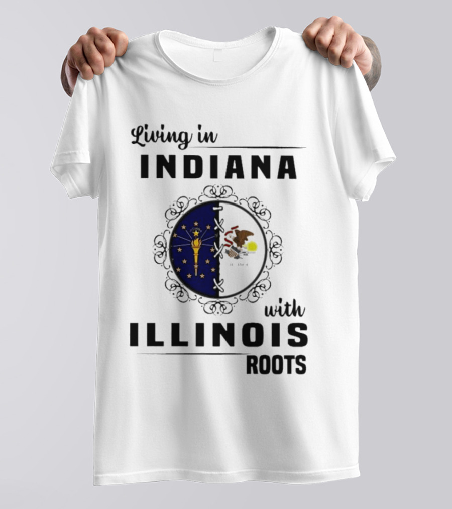 Indiana Living With Illinois Roots Emblem T-Shirt