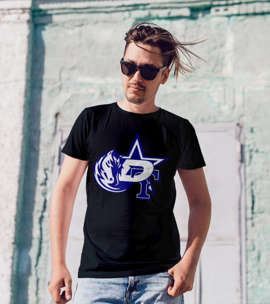 Dallas Cowboys Stars Mavericks Rangers Team Logos 4 Sports Collaboration T-Shirt