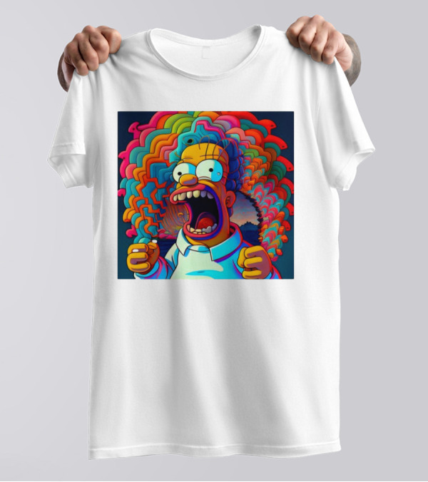 Homer Simpson Psychedelic Scream Wave Explosion T-Shirt