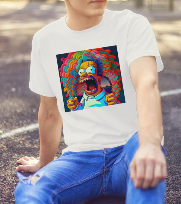 Homer Simpson Psychedelic Scream Wave Explosion T-Shirt